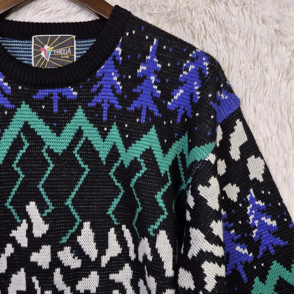 Vtg 80s/90s Tyrolia By Head Ski Sweater Men M Abstract Nordic Geometric Wool
